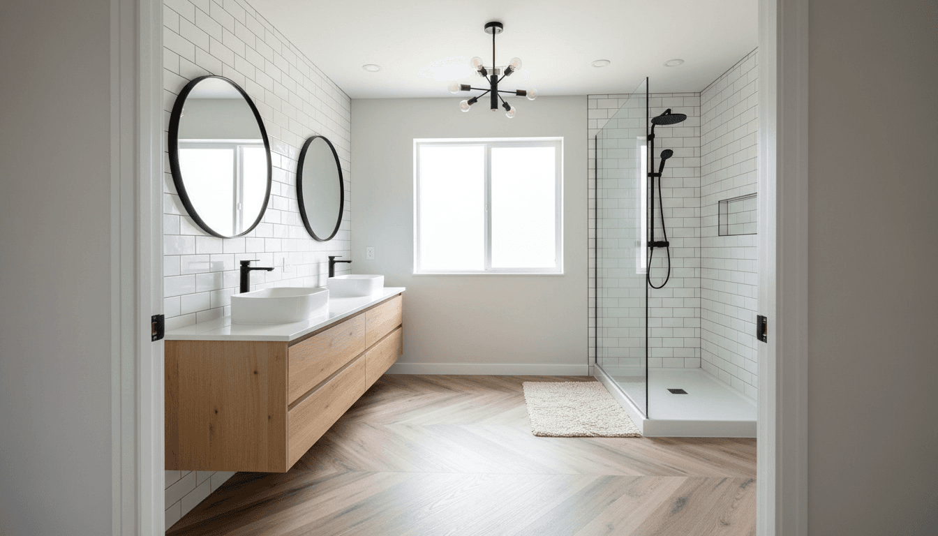 Vinyl plank floor installation in a bathroom remodel in London, Kentucky